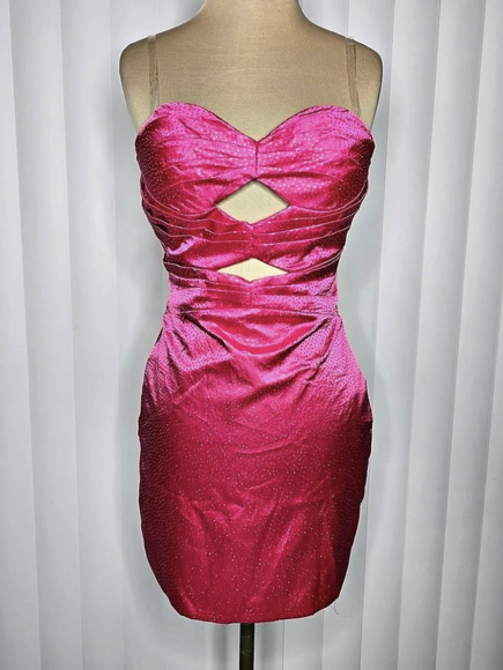 Wear Your Love Fushia Short Formal Strap Cutouts Corset Back Small 4 Party HOCO